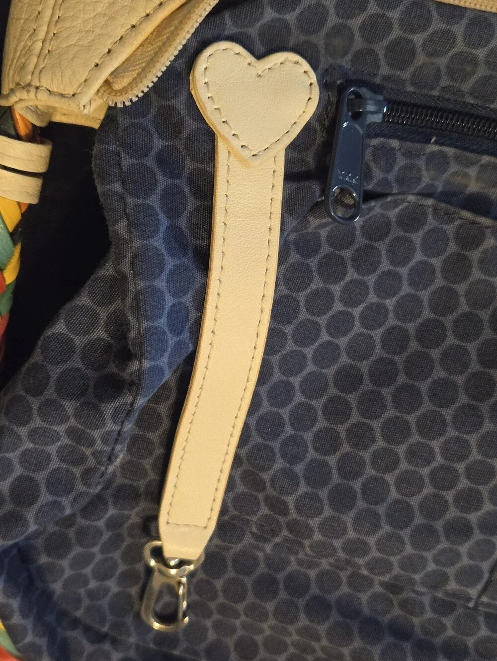 Brighton White Pebble Leather Hobo Shoulder Bag Rainbow Braided Strap